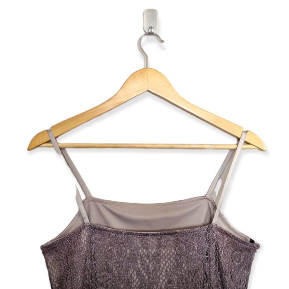 Vintage Y2k Dorothy Perkins Purple Silver Crochet Knit Slip Dress Size 12 Barbie - Picture 7 of 9